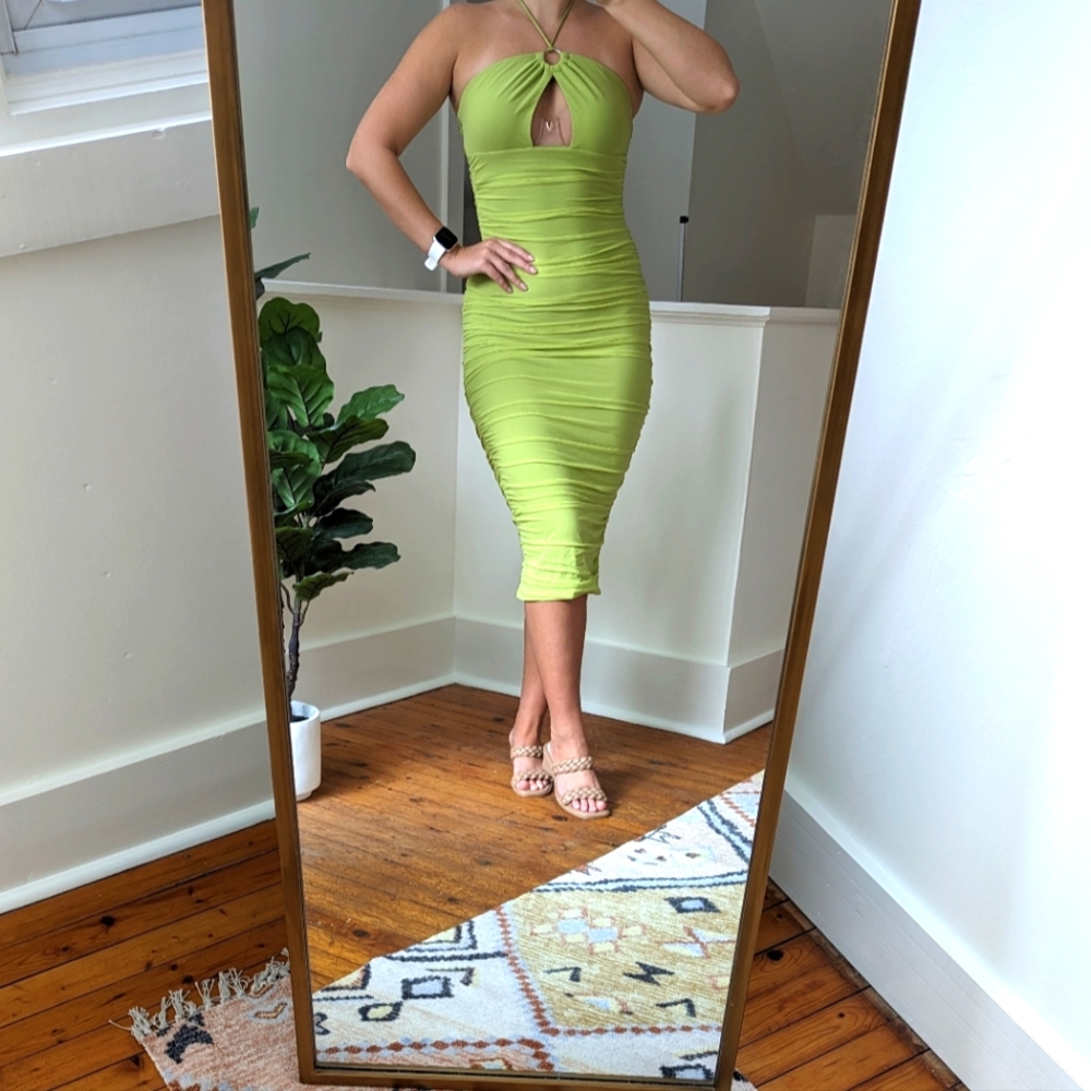 Green midi dress